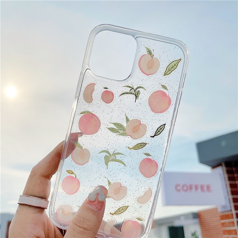 Peach Glitter Case Samsung Zflip 4 3 2 A11 A22 A53 A72 A73 A52 A52 A33 A13 A12 A50 A71 A51 A01 A02 A02s A03 A03s