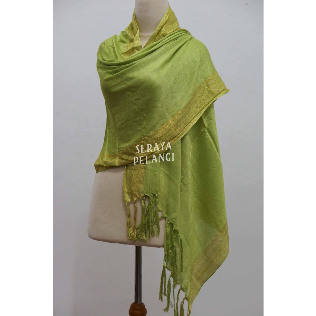 Pashmina Polos Garis Metalik | Selendang | Scarf | Syal | Shawl | Pasmina | Souvenir | Hadiah | Gift | Aksesoris Fashion | Import Quality | Grosir Murah