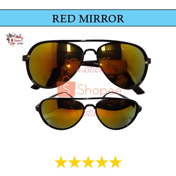 Kacamata Lensa Hitam Mirror Import Kaca Mata Model Aviator Anti UV Protection Sunglasses Outdoor Pria dan Wanita FREECASE