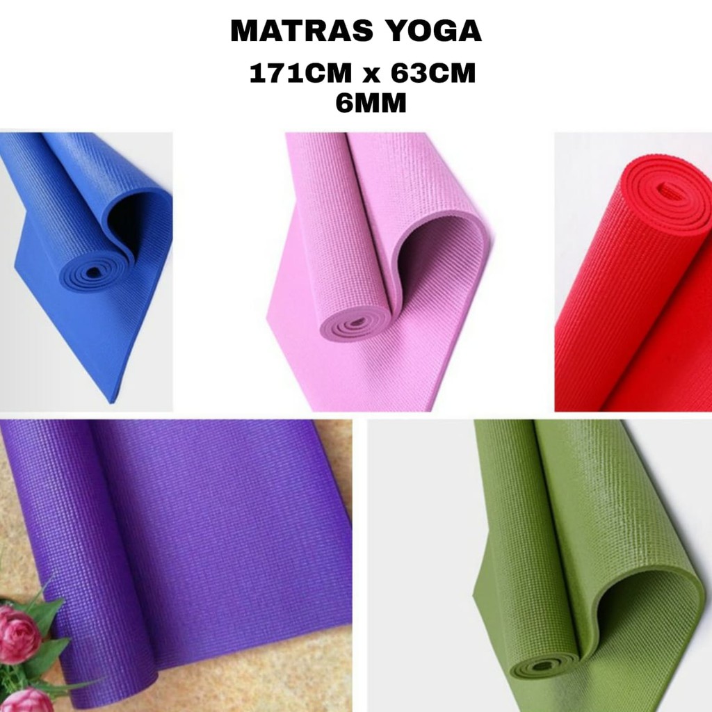 Matras Yoga Premium Pvc Tebal 5Mm Import Alas Yoga Matt Anti Slip Tidak Licin Free Tasmatras