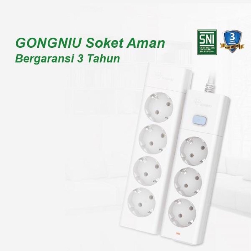 GONEO G105 Stop Kontak 5 Lubang Colokan Tanpa Kabel Power Strip Gongniu Tahan Panas - Garansi 1 Tahun