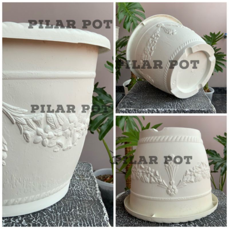 Pot bunga tanaman putih SHALLOM 35cm - tebal kuat