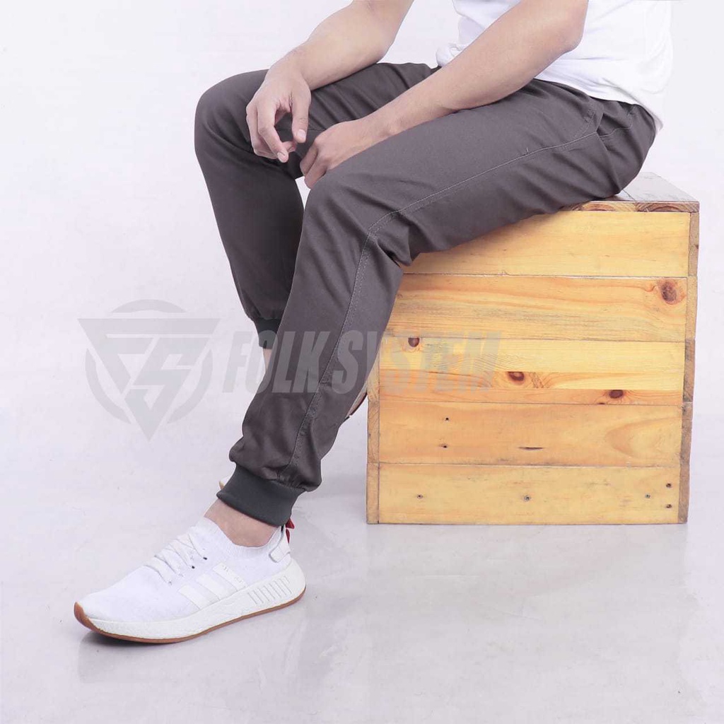 Celana Panjang Chino Jogger Polos Pria Folksystem