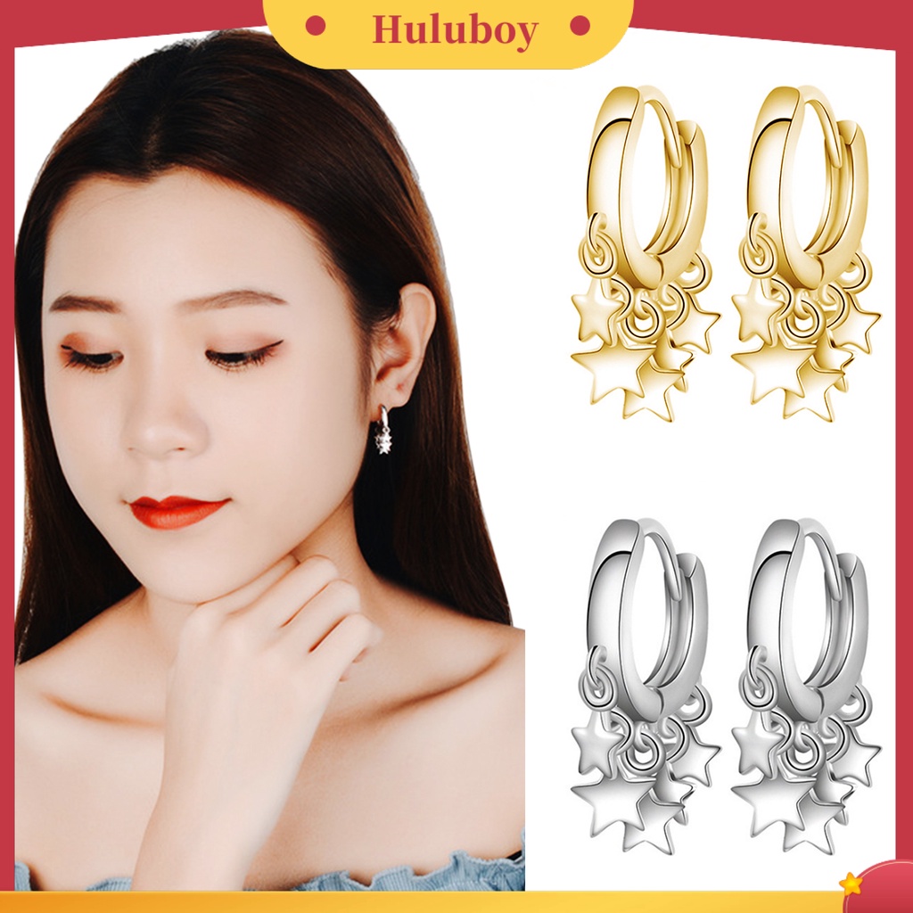 Hu Hu Hu Hu Hu Alat Bantu Pasang Kacamata♡ Anting Stud Rumbai Bentuk Bintang Warna Emas Untuk Wanita