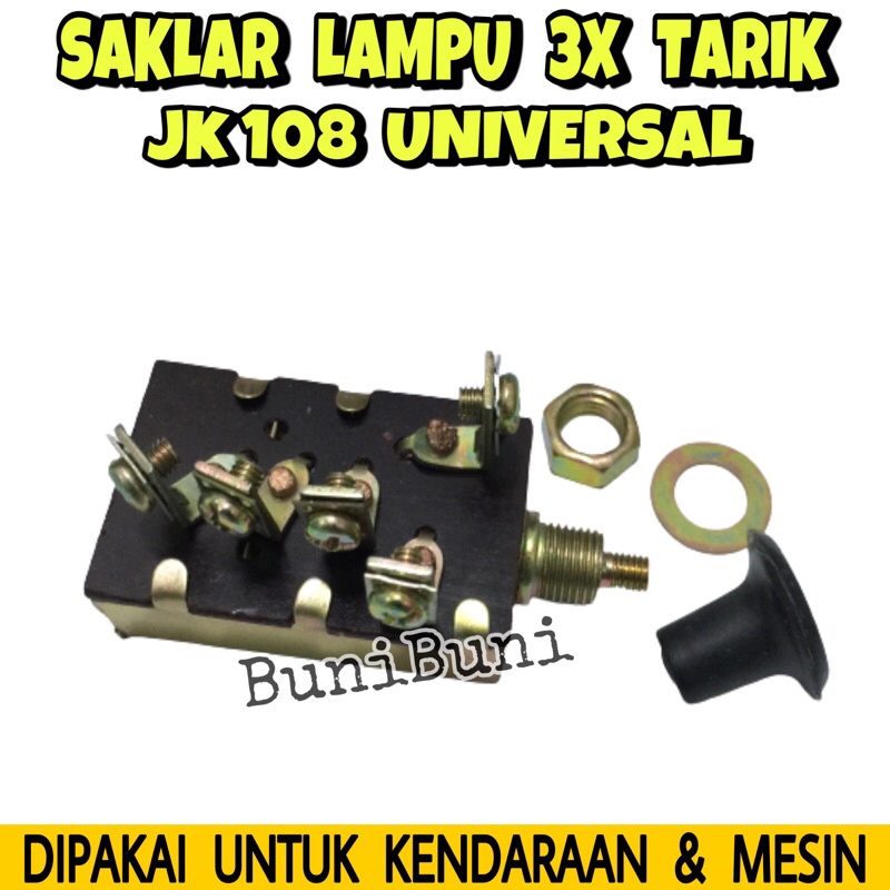 Saklar Lampu / Switch On Off 3X Tarik Tipe JK108 Untuk Mobil &amp; Truk Universal