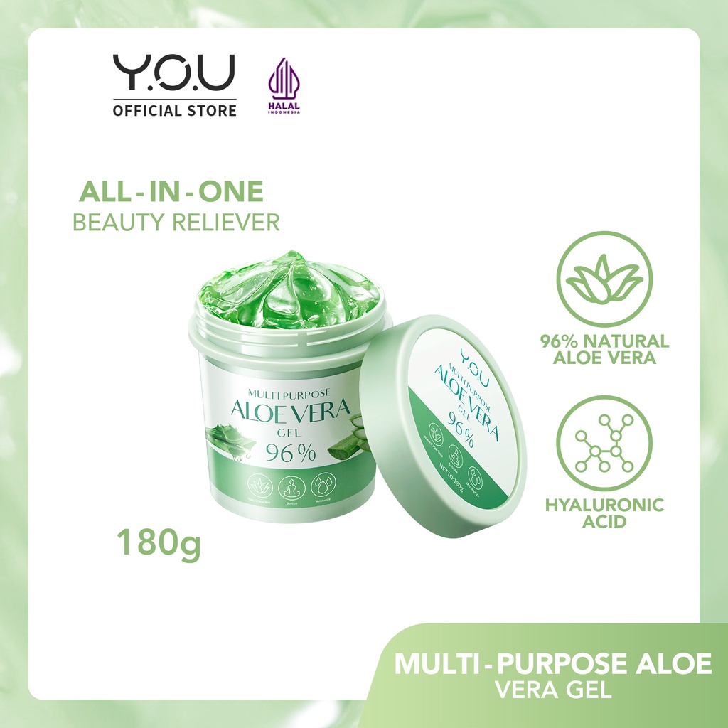 YOU 180gr Skin Energy Multi-functional 96% Natural Aloe Vera | Make Up Pelembab Wajah | Hyaluronic Acid