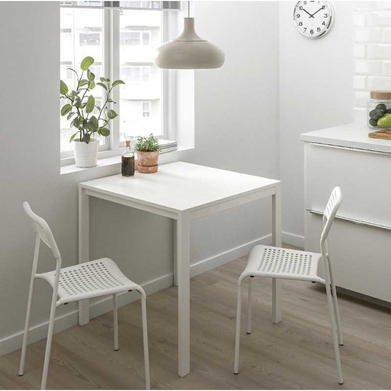 IKEA MELLTORP / ADDE SET (1 MEJA & 2 KURSI) MARMER WHITE FREE JASTIP