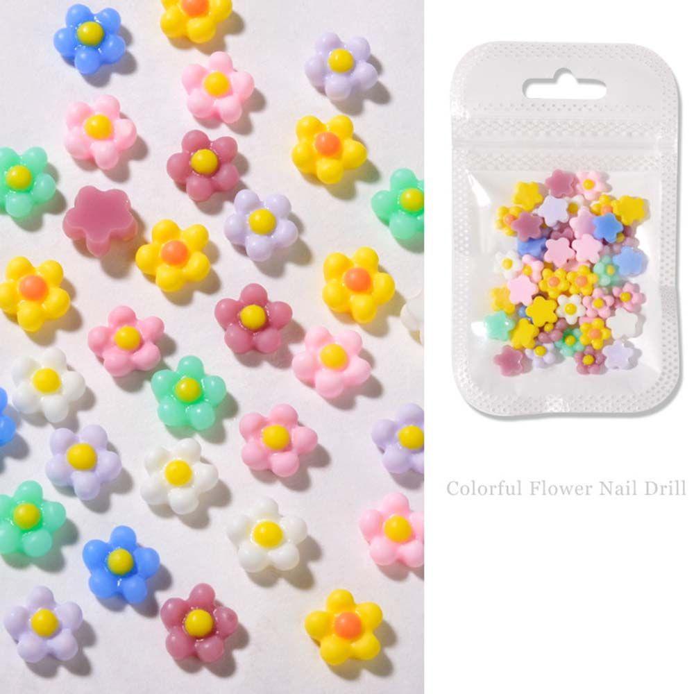 AUGUSTINA Hiasan Paku Bunga Agustina Fashion 50pcs Transparan|Perhiasan Nail Art Resin Manicure Warna