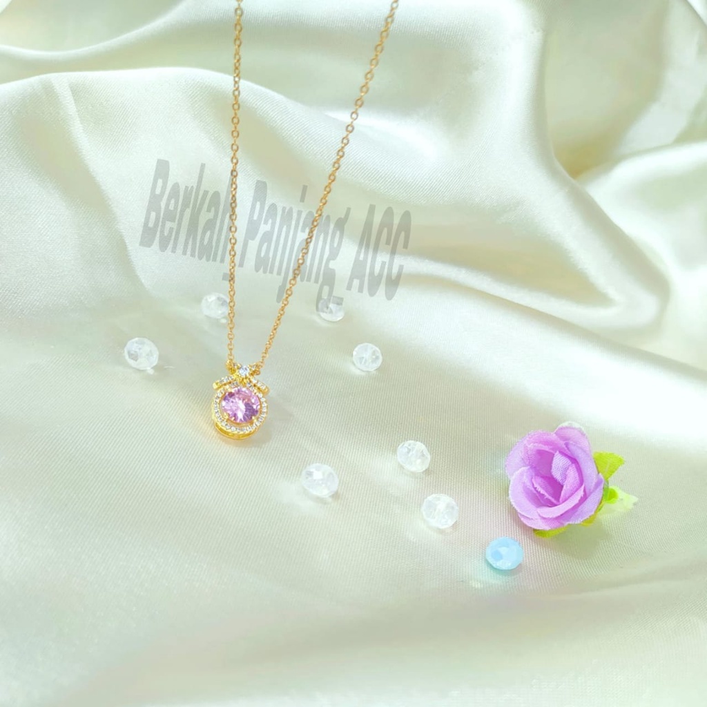 Kalung TITANIUM Zircon Warna Pita Perhiasan super berkelas fashion korea anti karat dan anti luntur