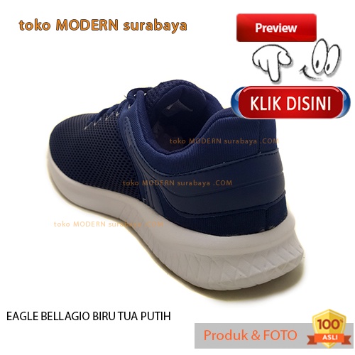 UKURAN JUMBO Sepatu pria casual sepatu sneakers tali EAGLE BELLAGIO BIRU TUA PUTIH