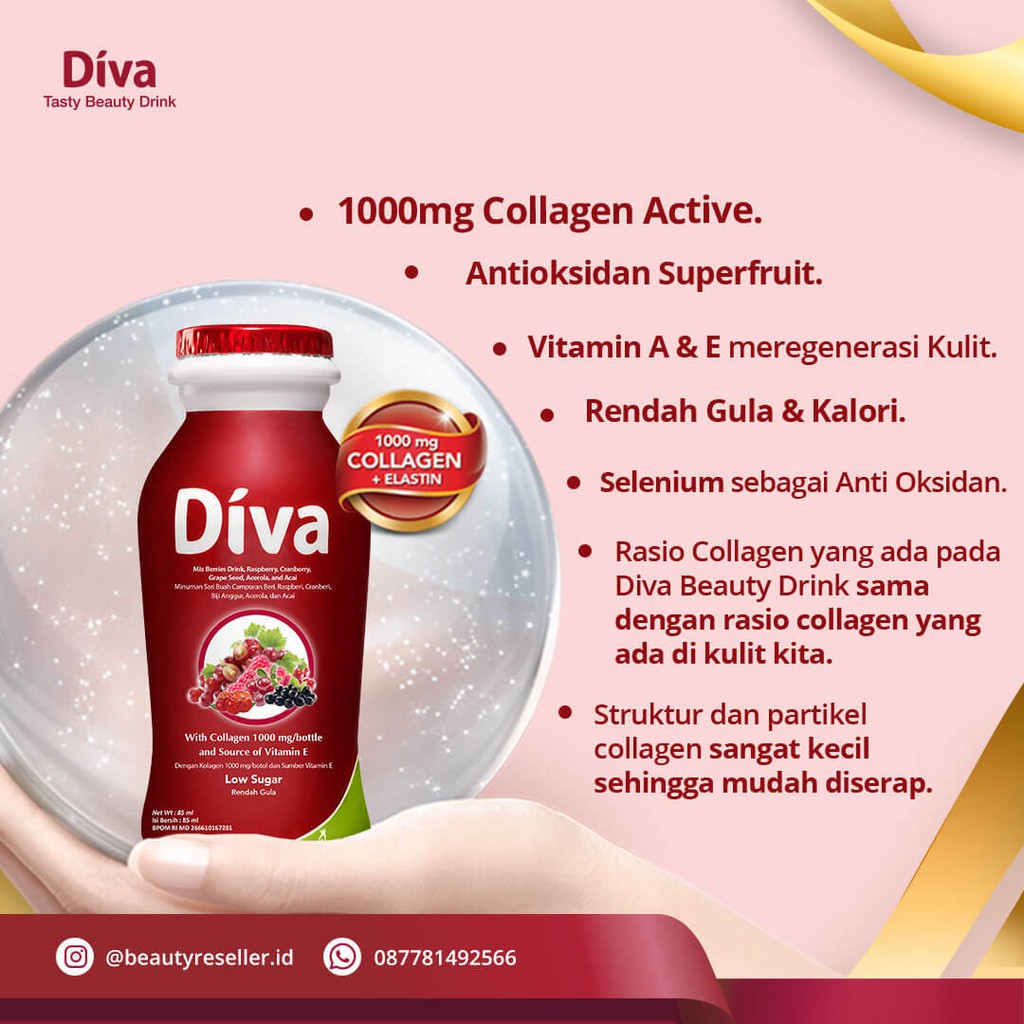 Diva Liquid Mixed Berries 16x85ml Minuman Kecantikan Glowing Putih Kolagen Shopee Indonesia