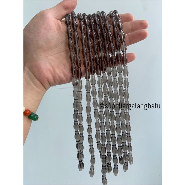 manik ujung kepala tasbih GUCI SMOKY bening kreasi kalung gelang 8mm