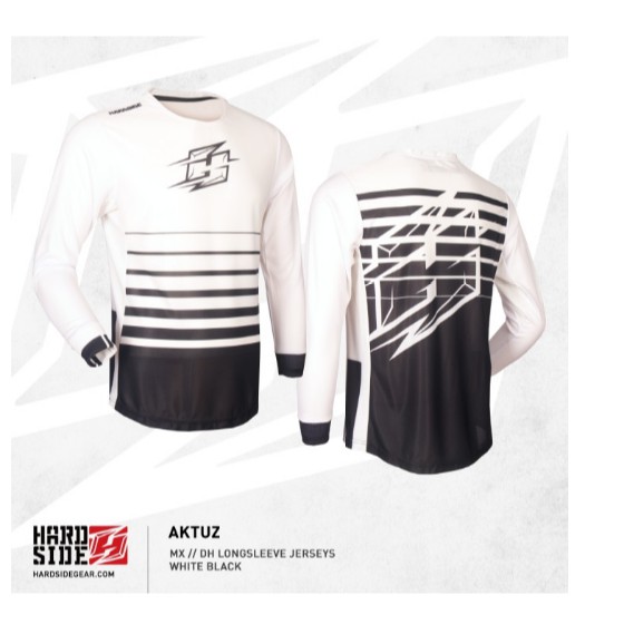 Jersey Sepeda MTB Motocross Merk HARDSIDE AKTUZ White Black - Pakaian Bersepeda