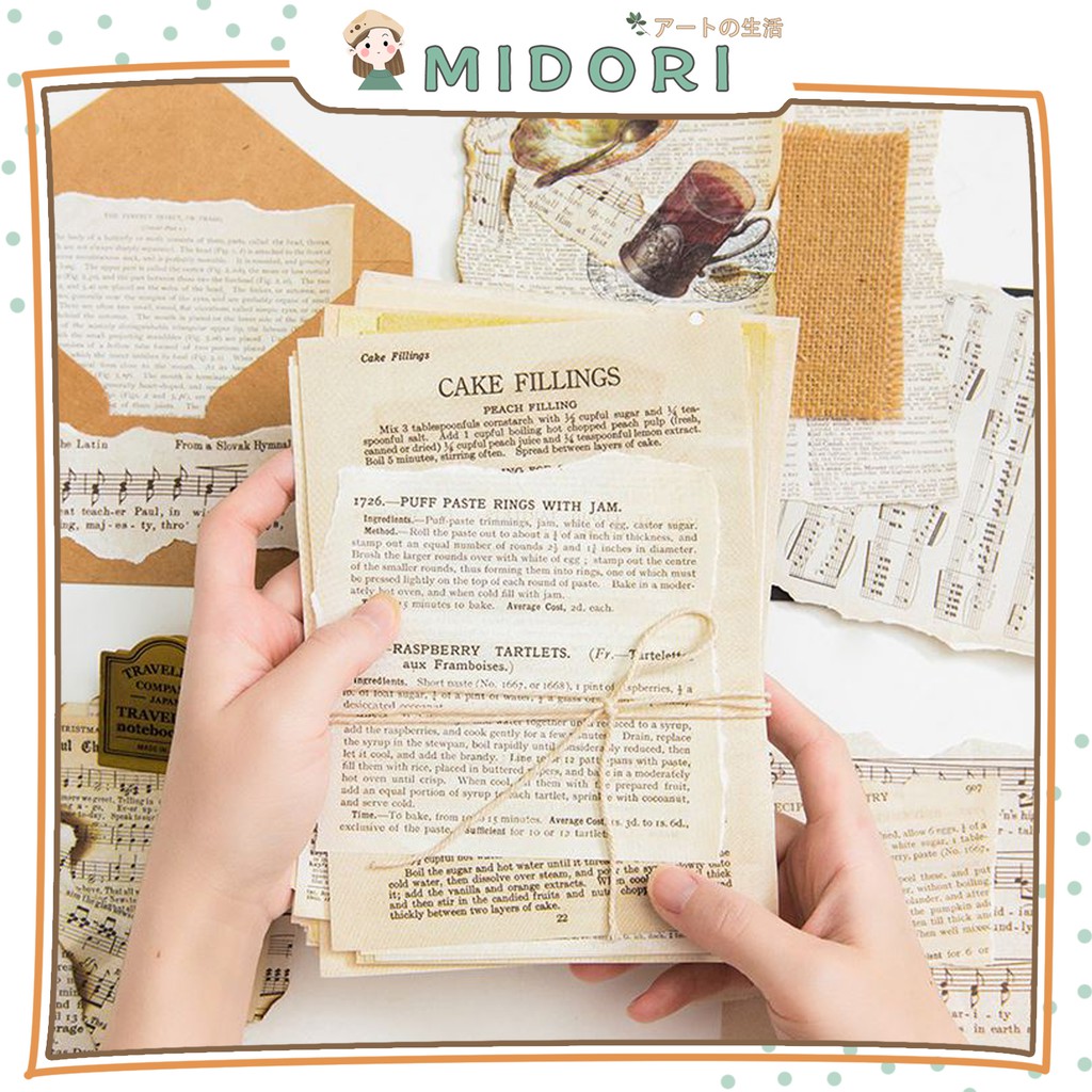 

[MIDORI] 57Pcs OLD BOOK Paper Journal Decor Kertas Dekorasi Buku Kertas Motif - B0109