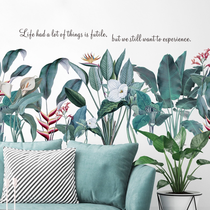 Green Tropical Plant Removable PVC Wall Art Sticker for Home Decoration Improvement