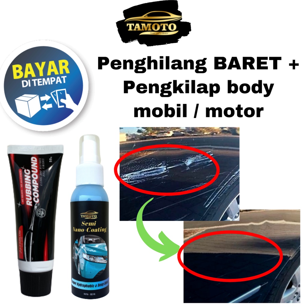 Obat kompon poles / penghilang / pengkilap BARET / LECET / GORESAN halus pada body mobil &amp; motor