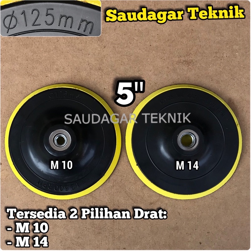 Tatakan Amplas Velcro 5 inch M10 Gerinda M14 Mesin Poles Backing Pad Poles 5&quot;