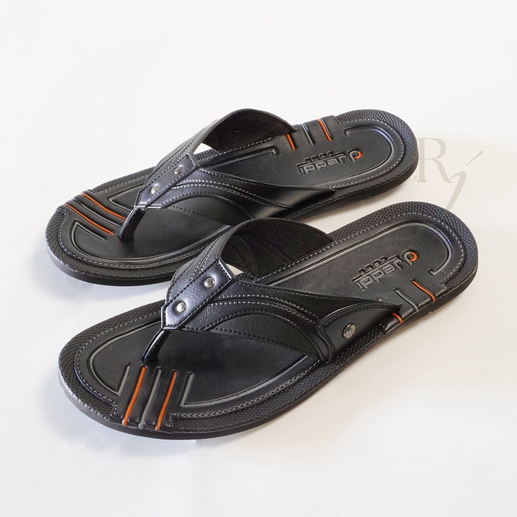 JEDDI [MAX 101] Sandal Jepit Pria Kasual Kulit Sendal Jepit Flip Flop Sandal Santai Hangout Cowok Sandal Kulit Original