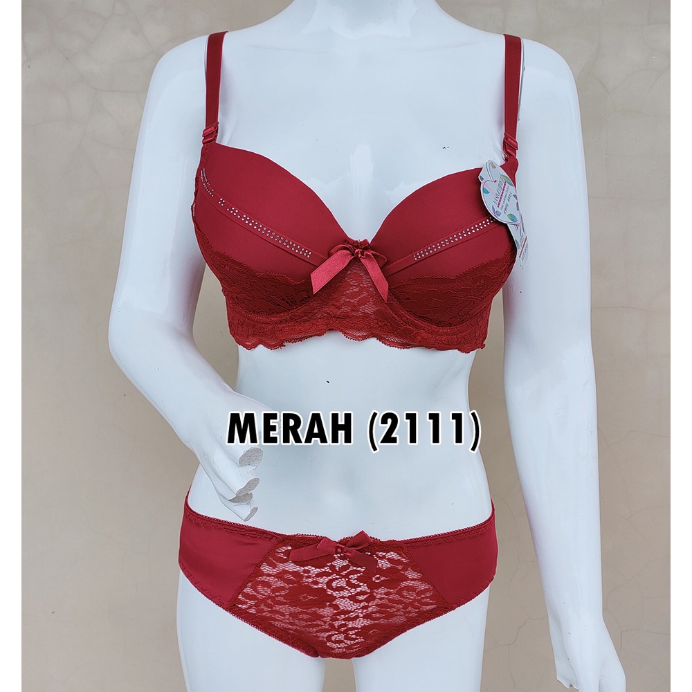 STELAN 2111 2073 (BH uk 36-42 + Celana Dalam) Brukat / STELAN BH Kawat / Bra Busa Tebal