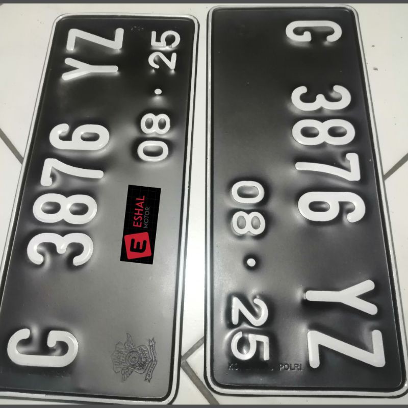 PLAT NOMOR KENDARAAN MOTOR 1PASANG / 2PCS DEPAN BELAKANG BERLOGO