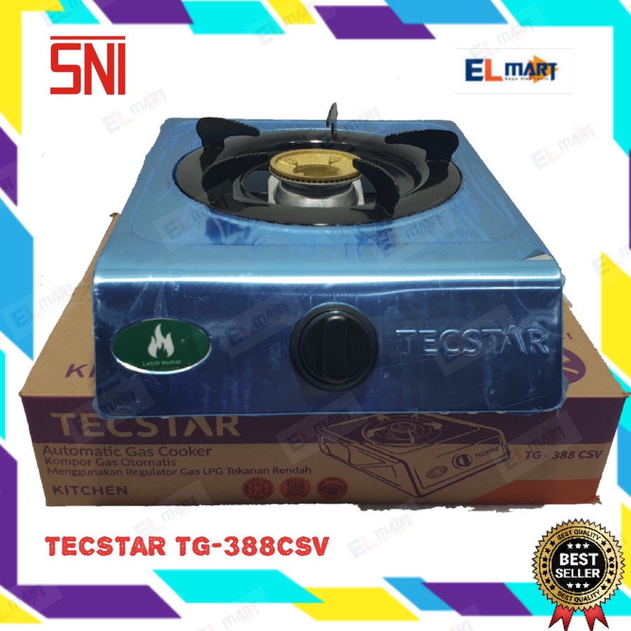 Kompor gas 1 tungku Tecstar stainless TG -388 CSV  - 388CSV Murah Gas Stove