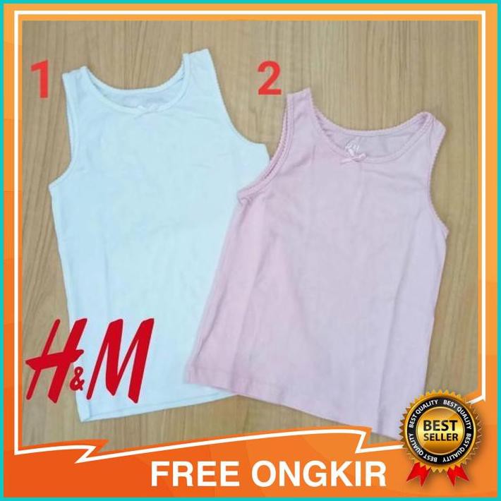 Kaos tank top anak perempuan branded original H&M hnm HM putih pink - no 1, 2-4y Asli Ori Original