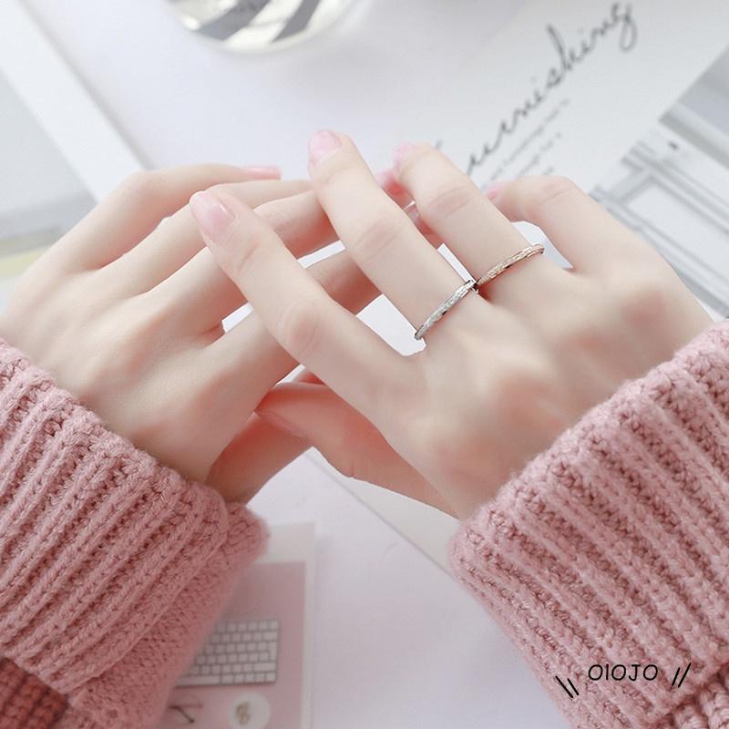 Korea Couple Cincin Fashion Matte Rust Proof Wanita Pria Perhiasan Aksesoris - ol