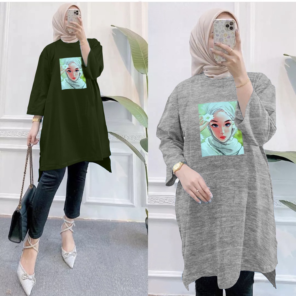 GR TUNIK OVERSIZE BASIC KAOS JUMBO GAMBAR PRINT DTF LEMBUT (BUKAN SABLON) TUNIK BABYTERRY SR03