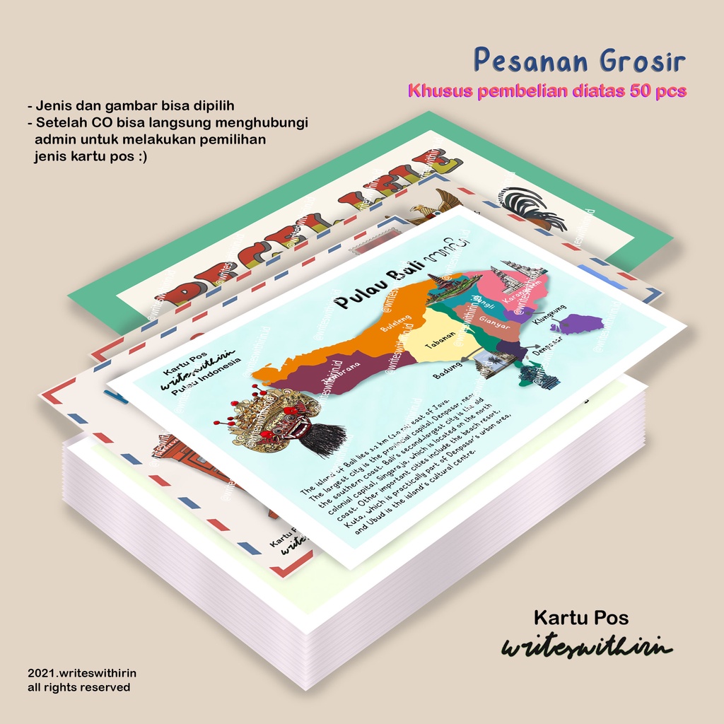 

(writeswithirin) Kartu Pos min 100 pcs GROSIR / Postcard/ Post card PRE ORDER