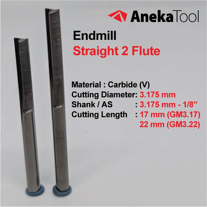 AT ENDMILL 3.175mm 2F STRAIGHT V Wood MDF CNC Carbide Router Bits