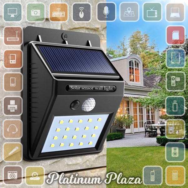 TaffLED Lampu Solar Sensor Gerak Outdoor Weatherproof 20 LED 460 L`1240F2- Black