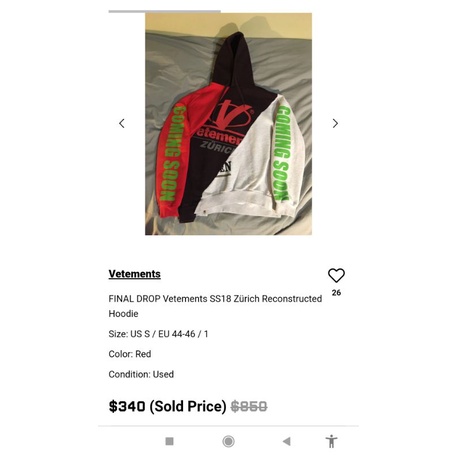 Hoodie Vetements Zurich Comingsoon