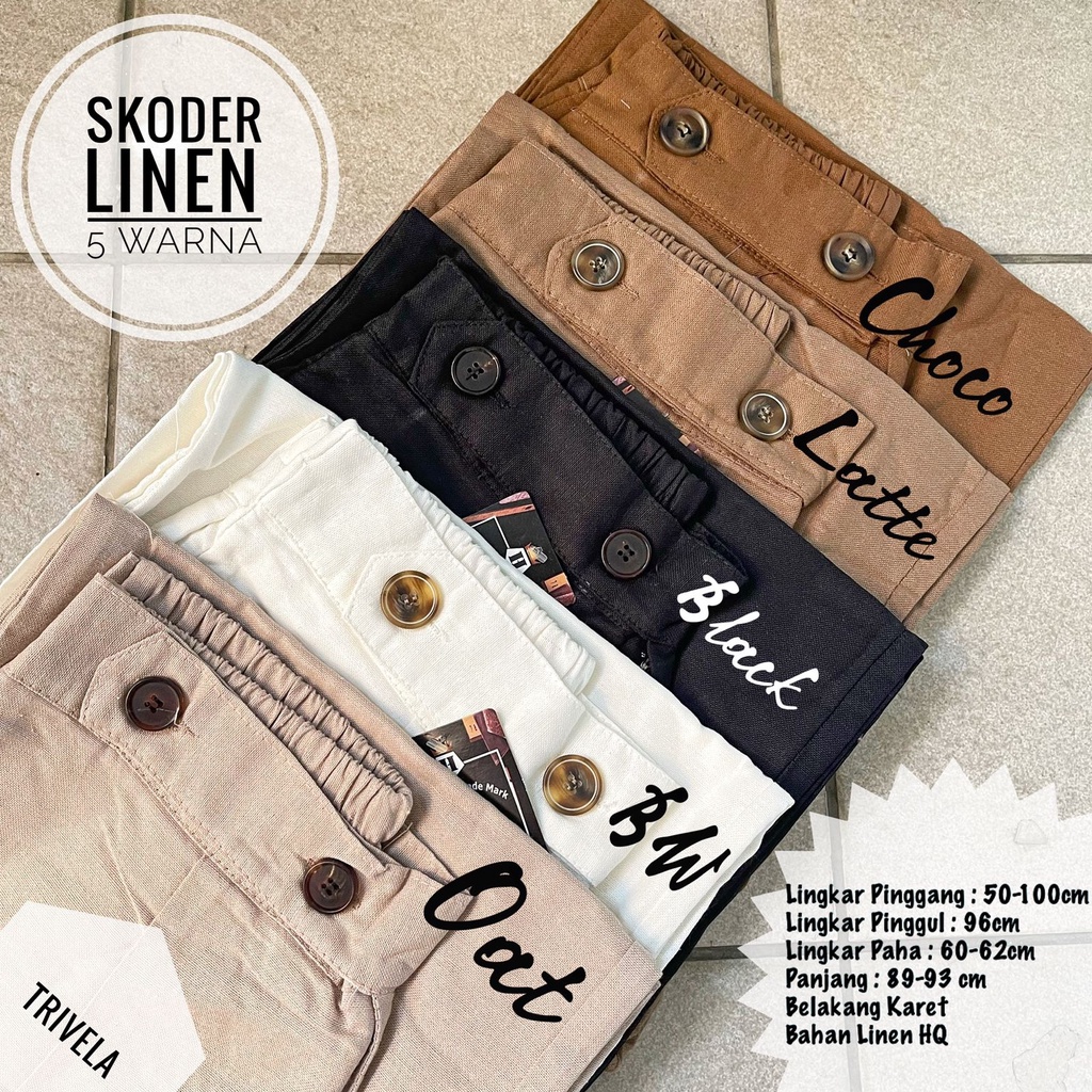 Celana Kulot Linen Highwaist Premium 2240 Side Button - Cullote Pants - Celana Kulot Linen Wanita / Four Button / Noza