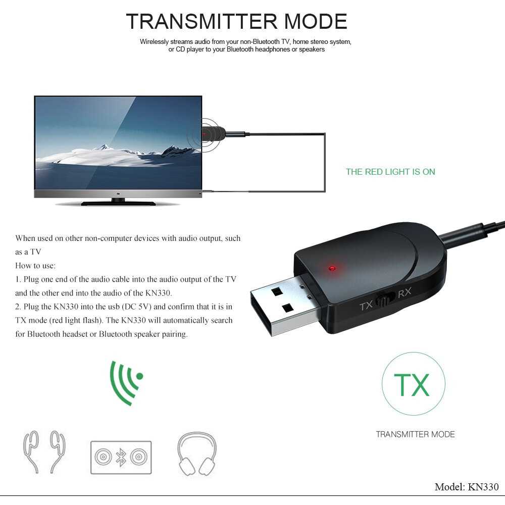 USB Penerima Pemancar Audio Bluetooth 5.0 Transmitter &amp; Receiver laptop komputer PC Blutut  speaker