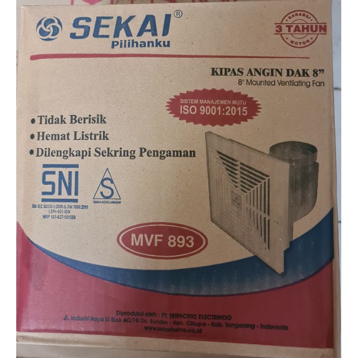 Exhaust Fan Sekai Plafon 8 inch mvf 893 hexos
