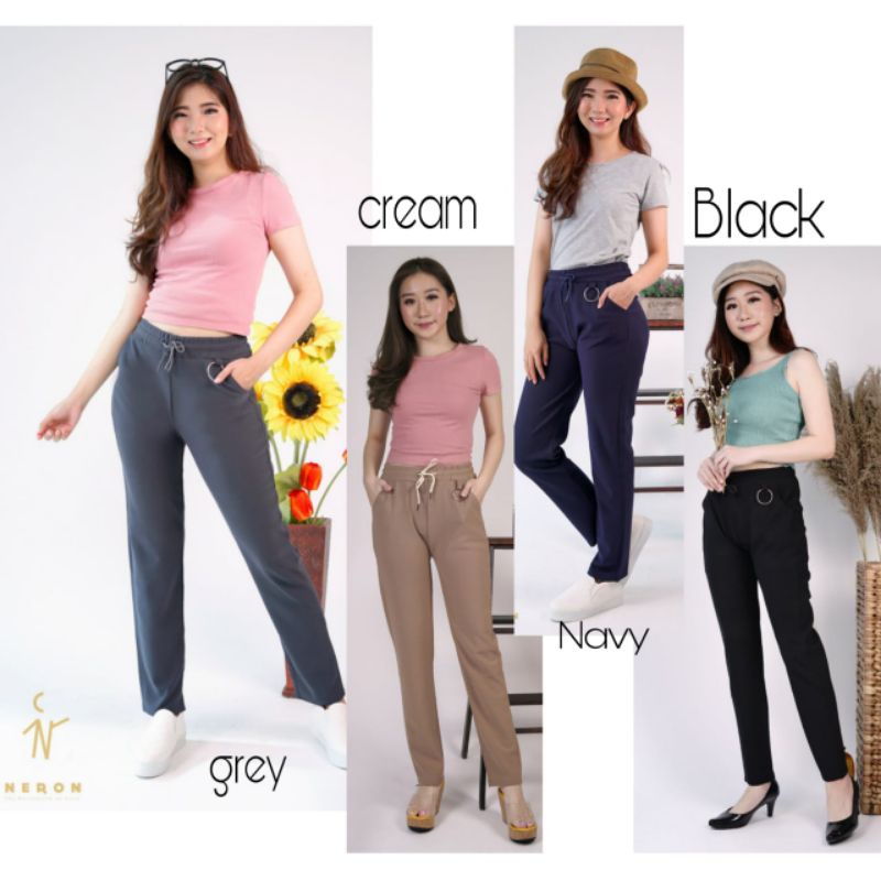 Celana Panjang Neron Polos Wanita Import / baggy pants street wanita import/ Celana Kantor Wanita