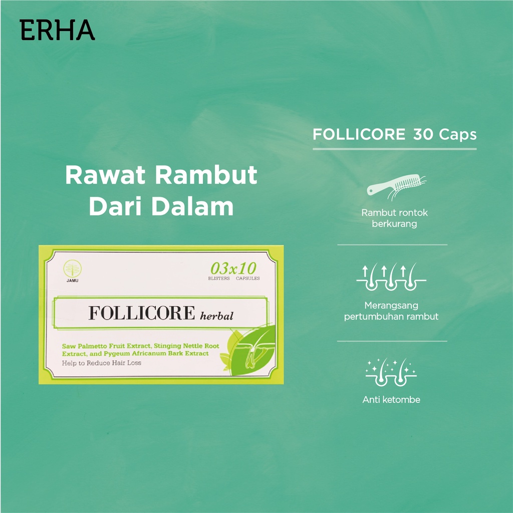 ERHA Supplemen Rambut Follicore Herbal 30 caps - Vitamin Rambut Anti Rontok