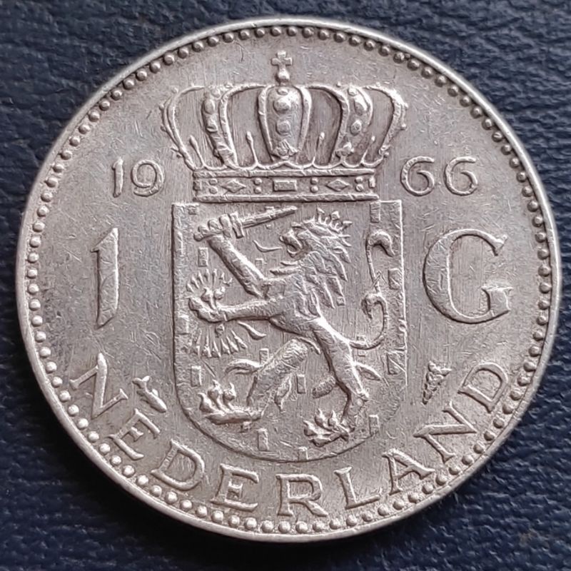 Koin Perak Kuno 1 Gulden Juliana Nederland Tahun 1966 Silver Coin