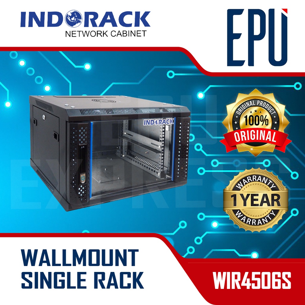 INDORACK 6U Depth 450mm WIR4506S Wallmount Single Door Server Rack