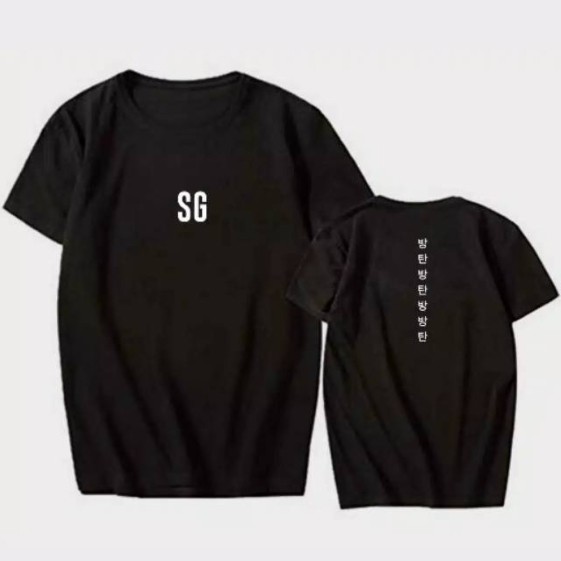 KAOS DISTRO CUSTOM COTTON COMBED 30'S SG TULISAN DEPAN BELAKANG KOREA KPOP