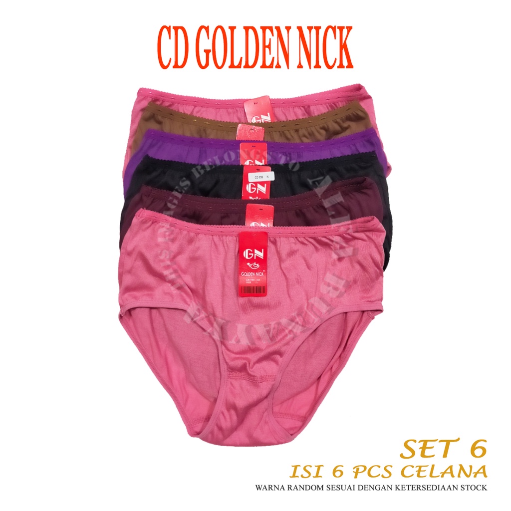 SET 6 Celana Dalam Wanita Warna Bold - CD GOLDEN NICK - Pakaian Dalam - Underwear M L XL XXL