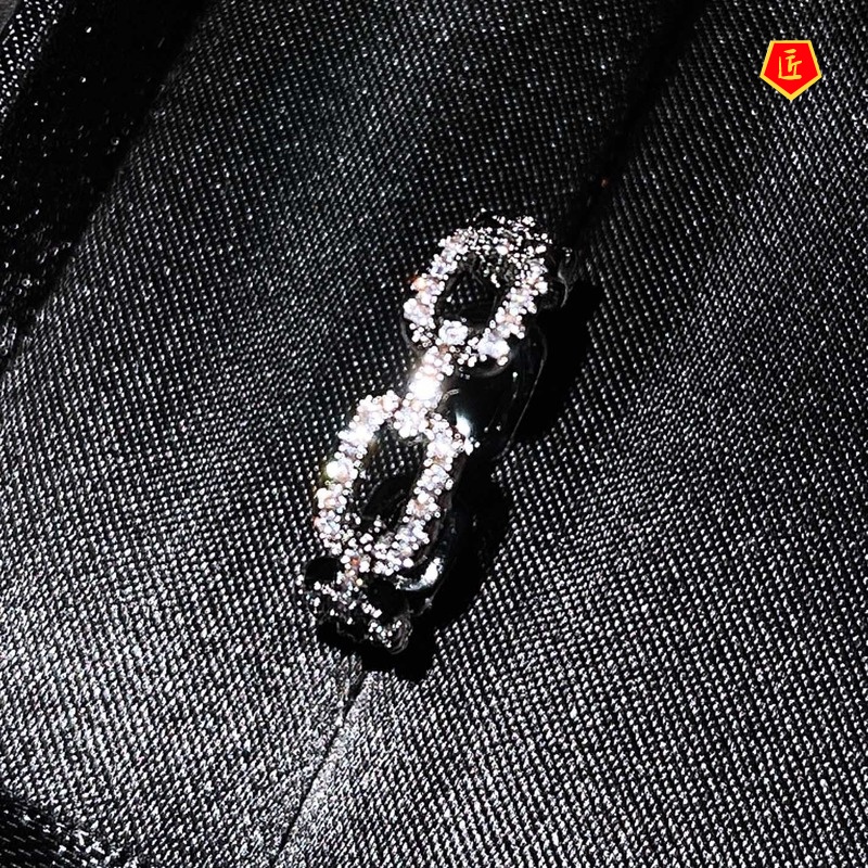 [Ready Stock]High-Grade Full Diamond Chain Ring Fashion Personality