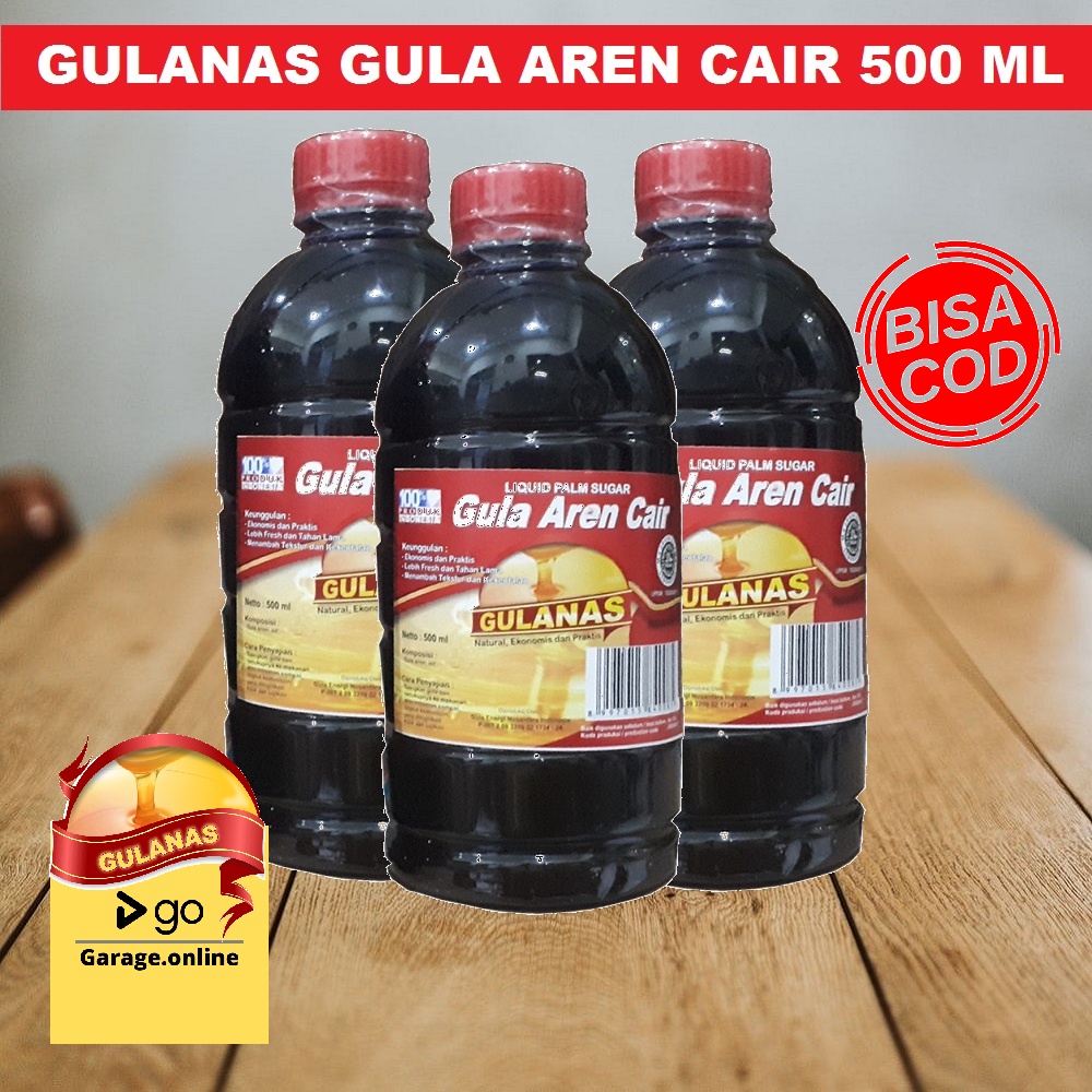 Gula Aren Nira Merah Asli Cair Liquid 500ml GULANAS Botol bersertifikat BPOM HALAL