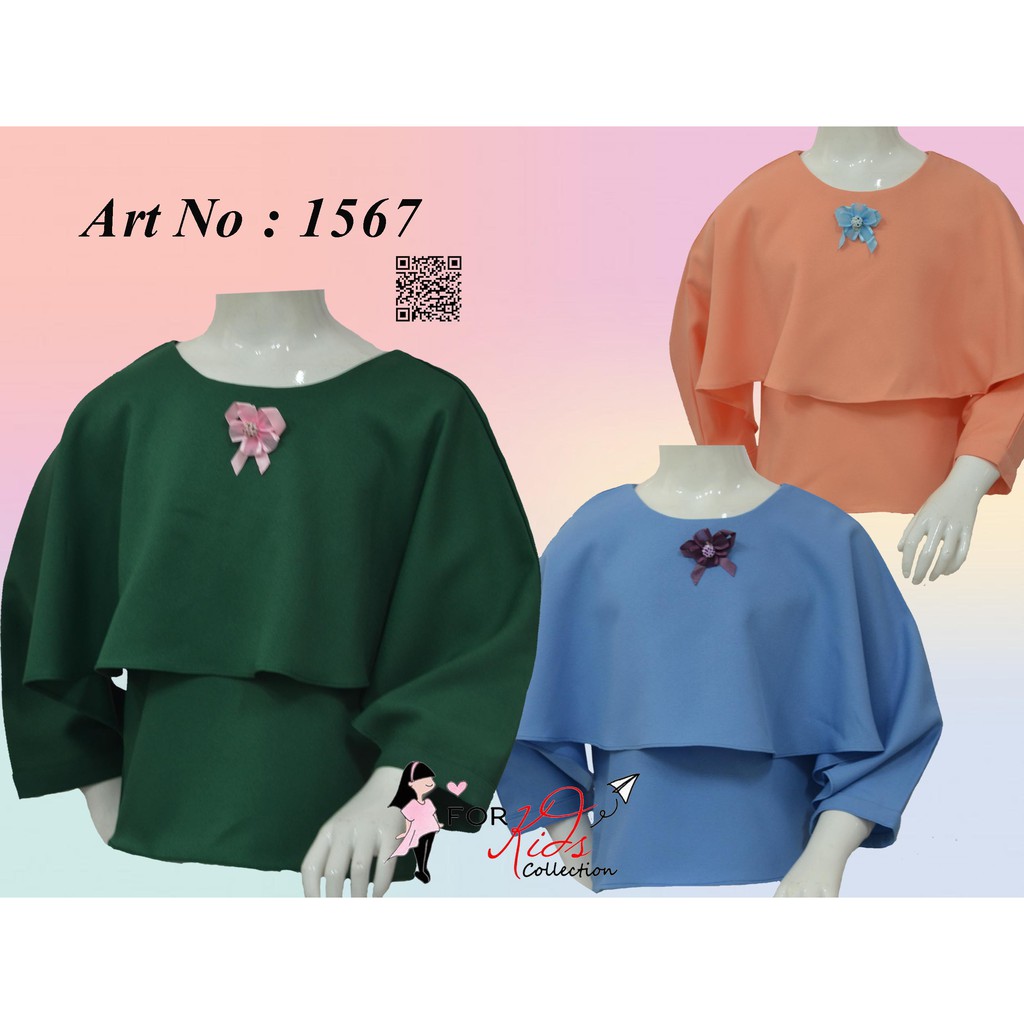 Blus anak perempuan Fashion lengan panjang