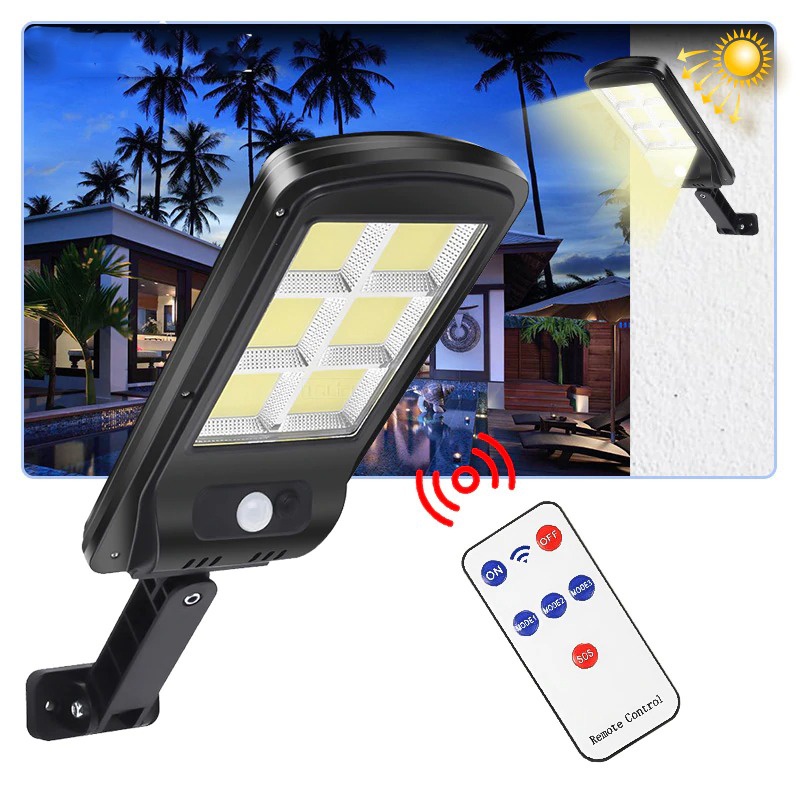 TaffLED Lampu Solar Panel Sensor Gerak PIR Outdoor Waterproof 120 COB 6 Lights with Remote Control - PL216