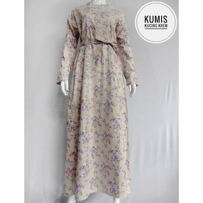 Promo Terbaru Gamis Katun Jepang Ori Kiky Motif KUMIS KUCING SIZE L