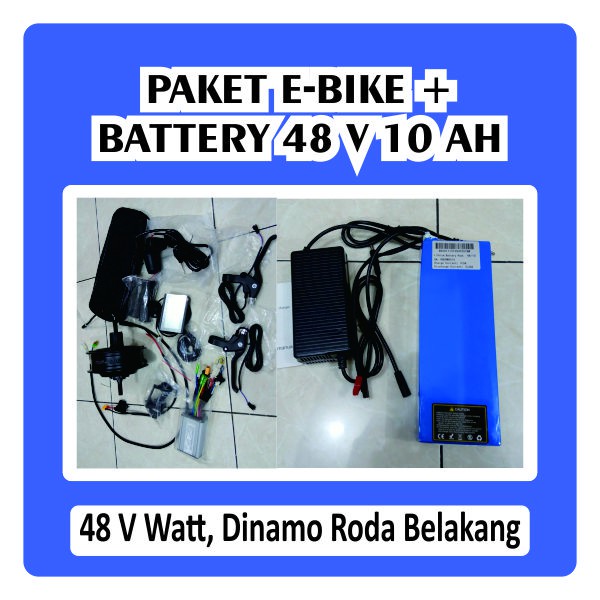 Paket Lengkap Bafang E-bike dan Battery 48V 10 AH Dinamo 350 Watt W Lengkap LCD Processor Elektronik