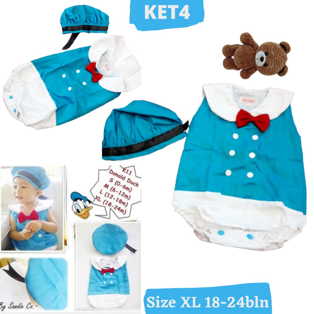 BAJU KOSTUM BAYI KARAKTER KARTUN DONALD DUCK BEBEK ANAK CUSTOME