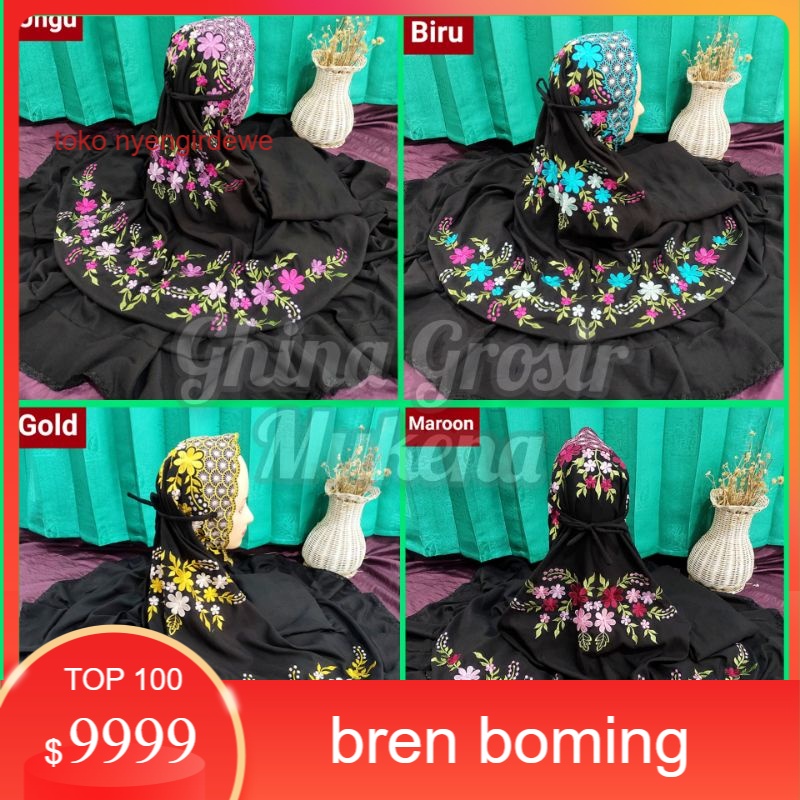 Mukena Dewasa Setelan  Bordir Mukenah Potongan Warna Hitam New Terbaru Murah Kain Katun Micro Mukena