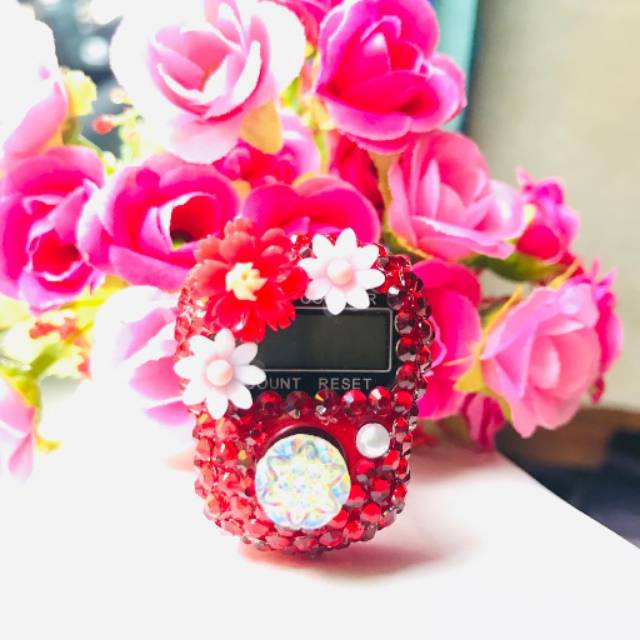 MERAH PRITA SHABY Tasbih Digital Bling bling Alat Hitung Dzikir Sovenir Cantik Souvenir Haji Nikahan